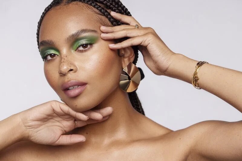 Editorial beauty look with bold eye and clean skin