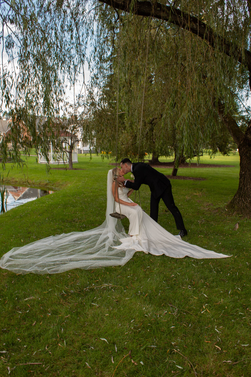 Bride and Groom at Perona Farms