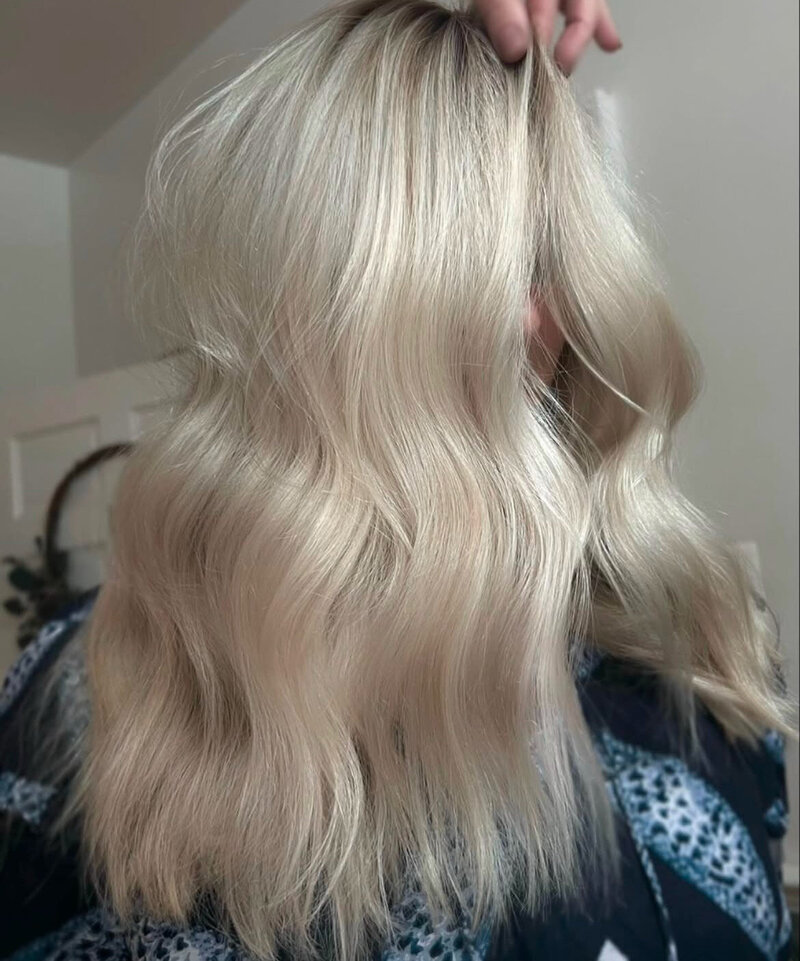 bright cool blonde with soft shiny hair 