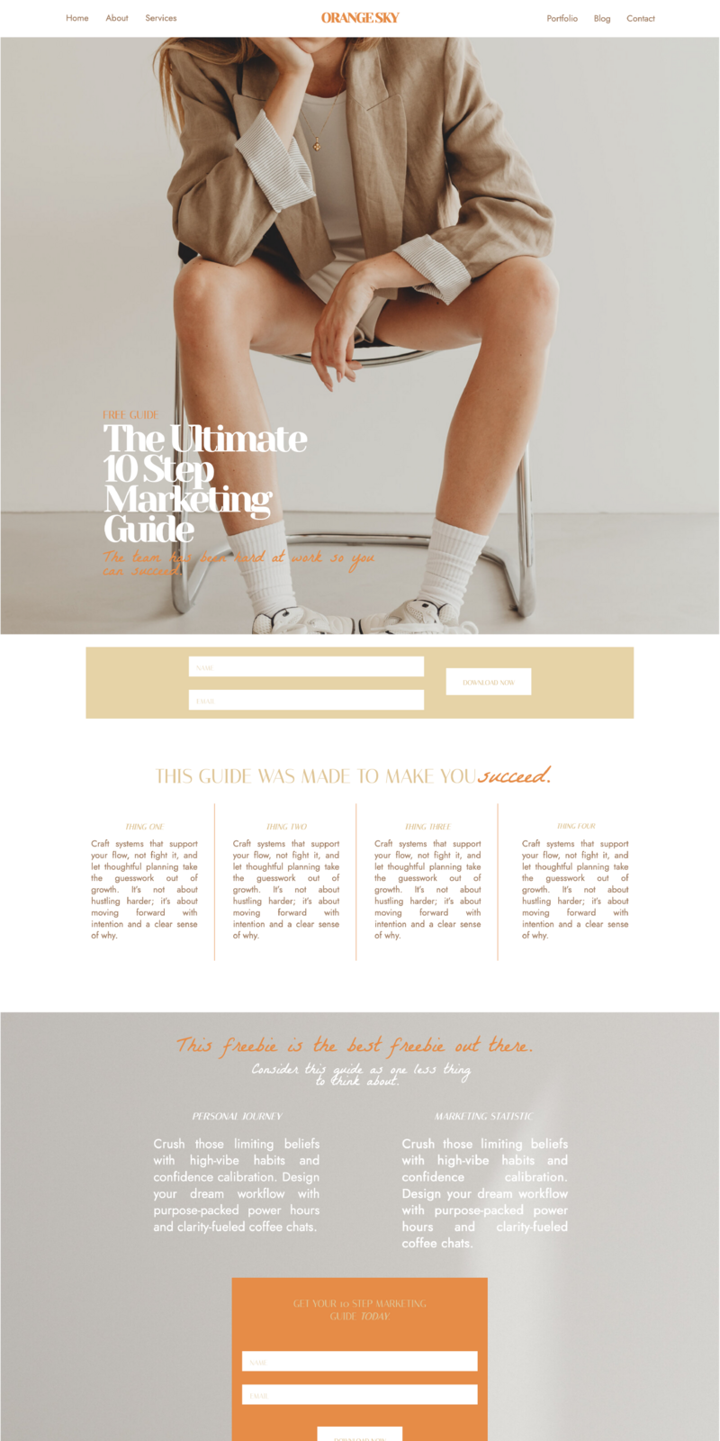 The Orange Sky Website Template is the perfect website template for marketing agencies, virtual assistants, social media managers, designers, artists and other creative service providers. Includes blog pages and portfolio pages.
