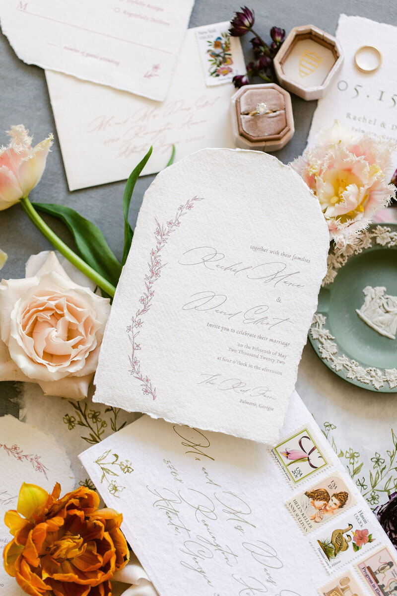 Hand written wedding invitations for a luxury wedding in Atlanta