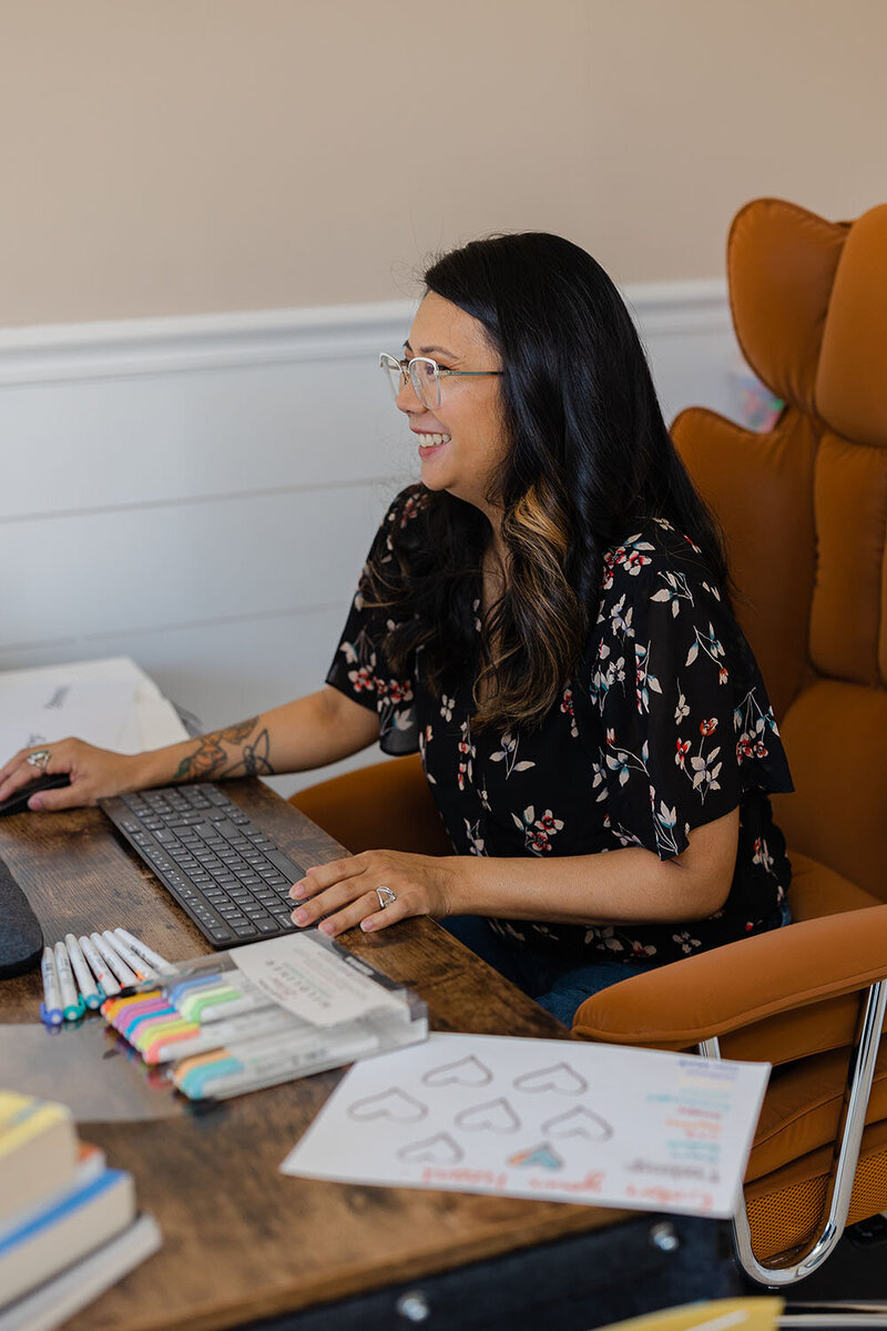 Woman smiling during Ashburn, Virginia branding photography