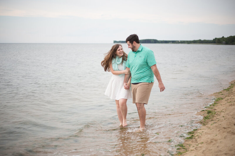 Terrapin Beach Park engagement photos in water by Maryland photographer, Christa Rae Photography
