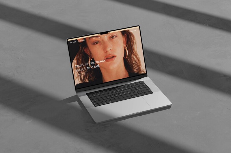 laptop mockup with showit website template for small business