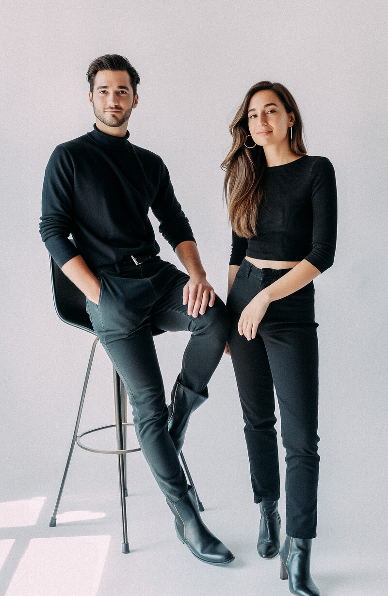 Stylish Couple in Minimalist Studio