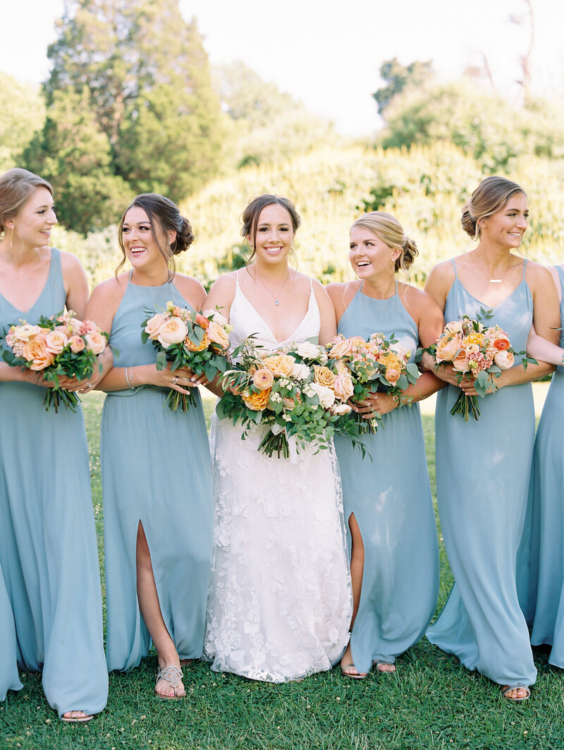 Blue Bridesmaids for summer wedding