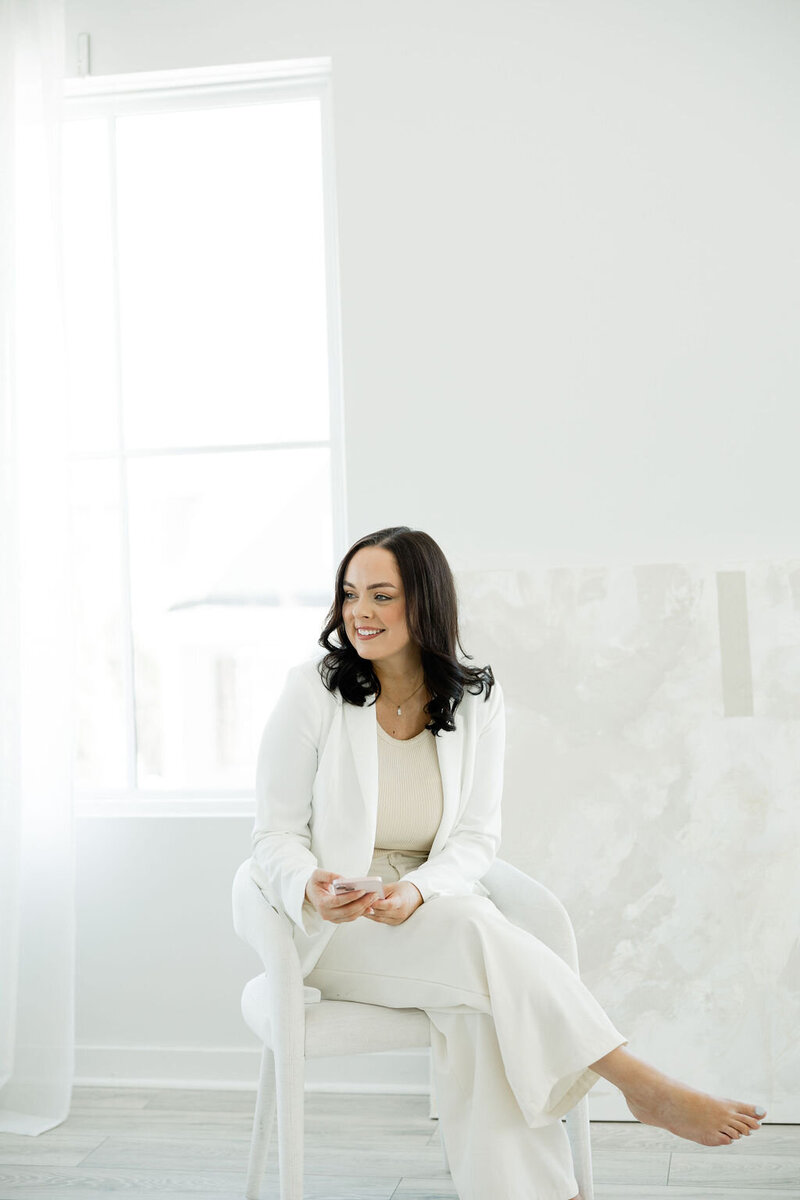 Portrait of Megan Paterson, luxury interior designer serving North Atlanta communities including Milton, Roswell, and Buckhead.
