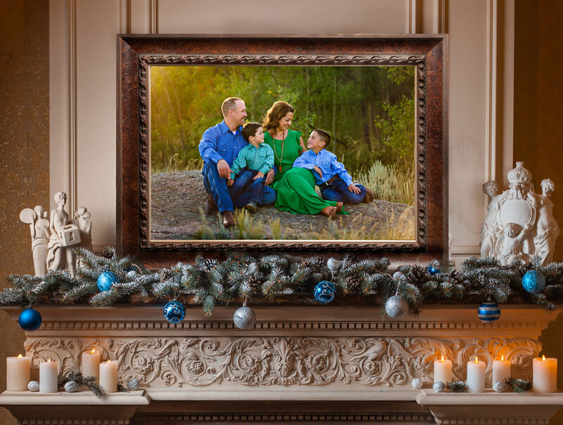 Laramie framed picture of a beautiful family at Happy Jack area.
