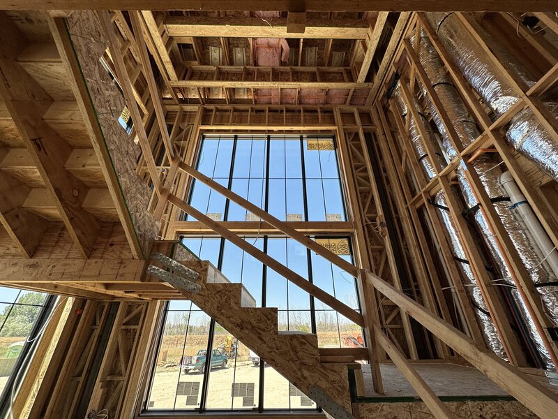 Staircase building process by Eagle Idaho luxury custom home builder designer Thompson Homes