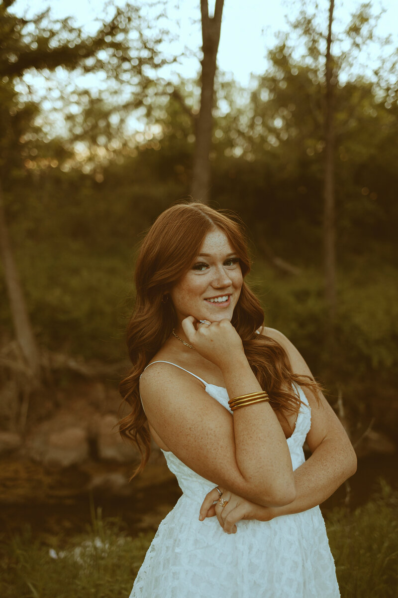 Whimsical senior creek session in Abilene, TX