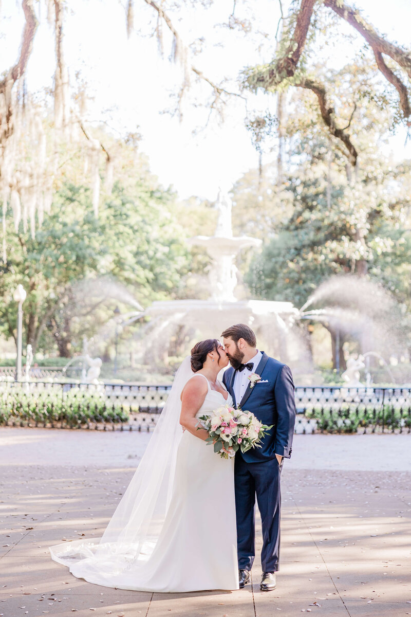 Beautiful ring photo during the couple’s Forsyth Park elopement, showing their love and commitment to each other.