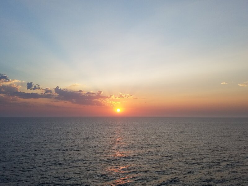 Sun setting on the sea