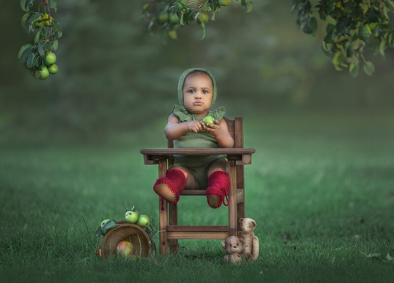  "One-year-old baby captured in a milestone photography session, showcasing their growth and personality during their first year in Ottawa."