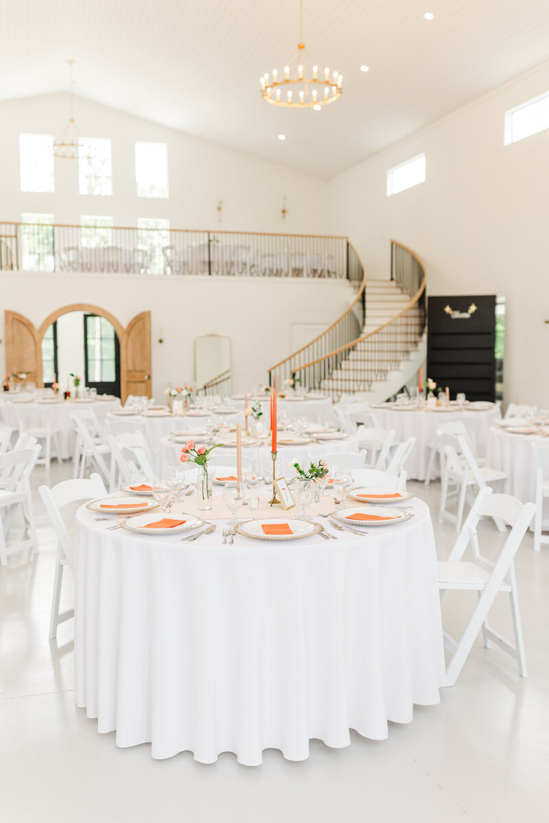 grand wedding venue decorated for a reception