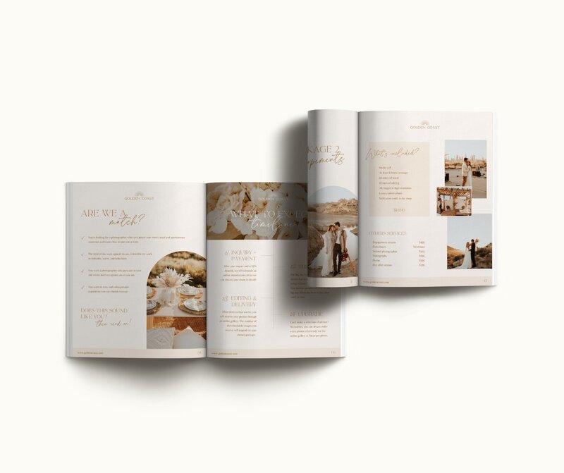 Boho pricing guide template for photographers Golden Coast 1