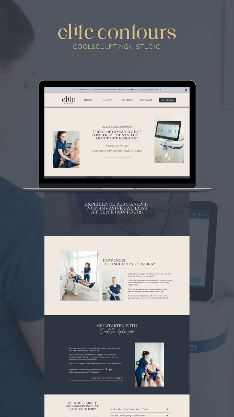 Custom small business website design homepage mockup with full branding and complete website services.