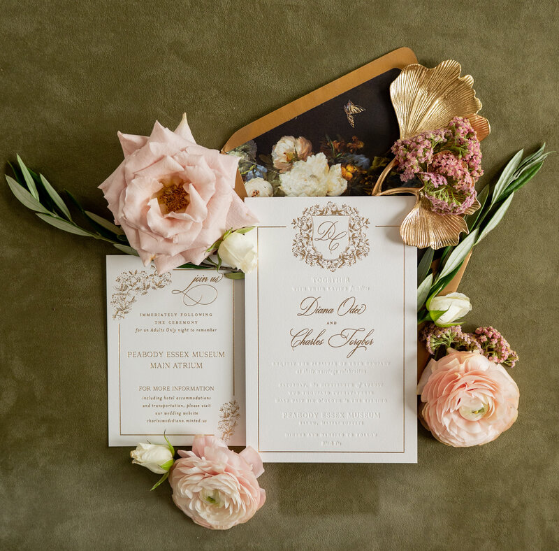 Royal Wedding Invitation with Gold Foil Monogram