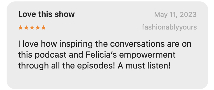 Felicia Romero Podcast Review 4