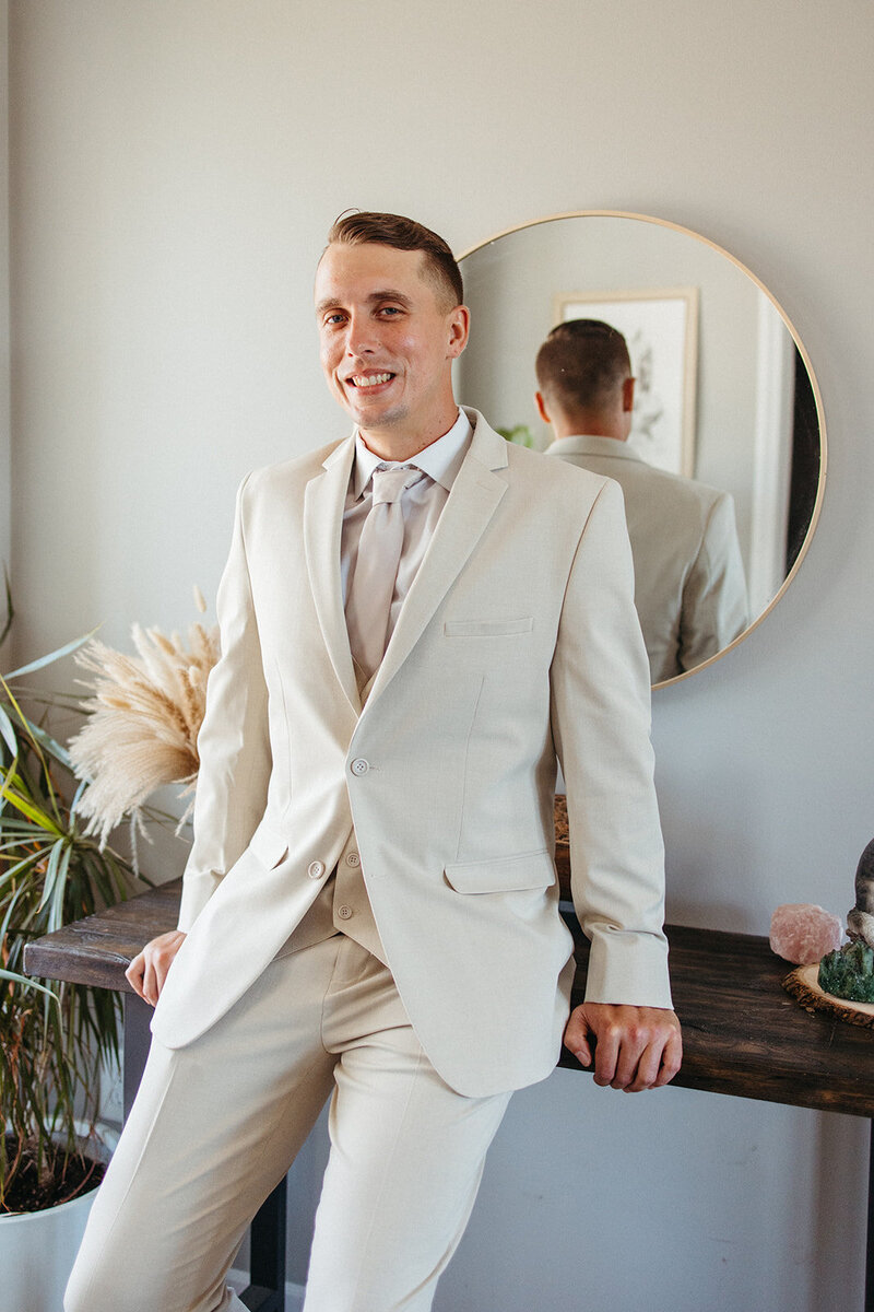 groom smiling St. Louis Wedding Photographers