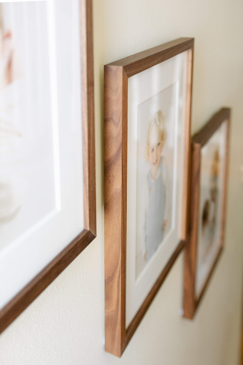 close up of wooden frames for gallery wall