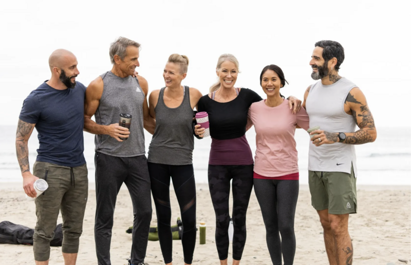 Group of healthy people with morning coffee