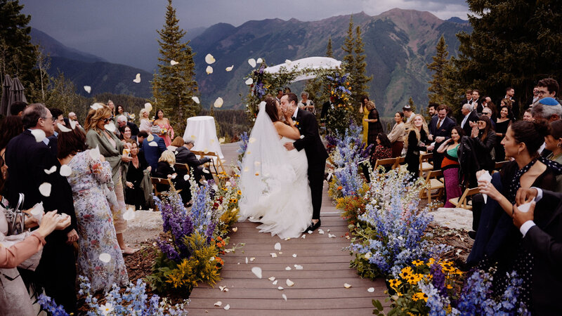 Bride and Groom Ceremony Kiss