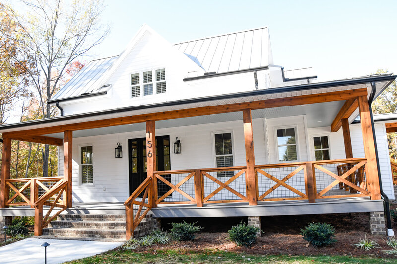 custom home porch  white farmhouse