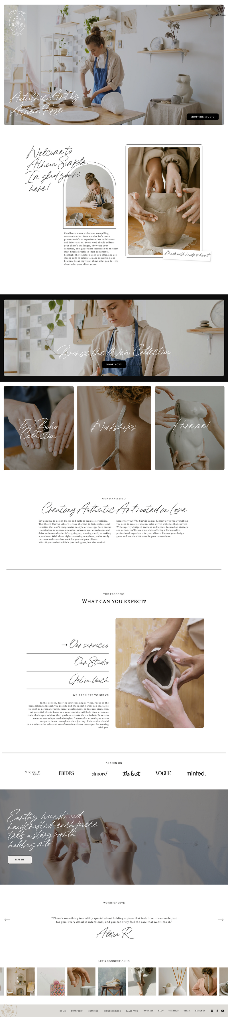 Preview of the Nicky Showit website template designed for coaches, mentors, and podcasters. Perfect for creating a professional and modern online presence