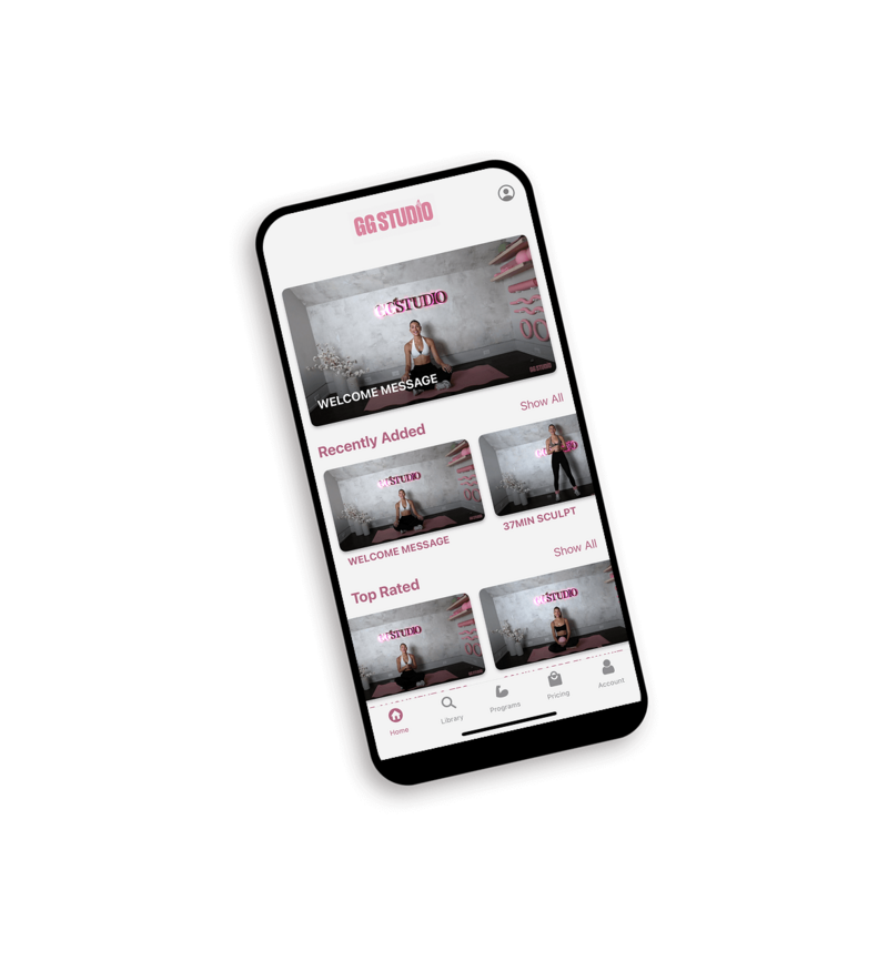 Mobile phone with GGStudio on-demand videos showing the user experience of what they can expect