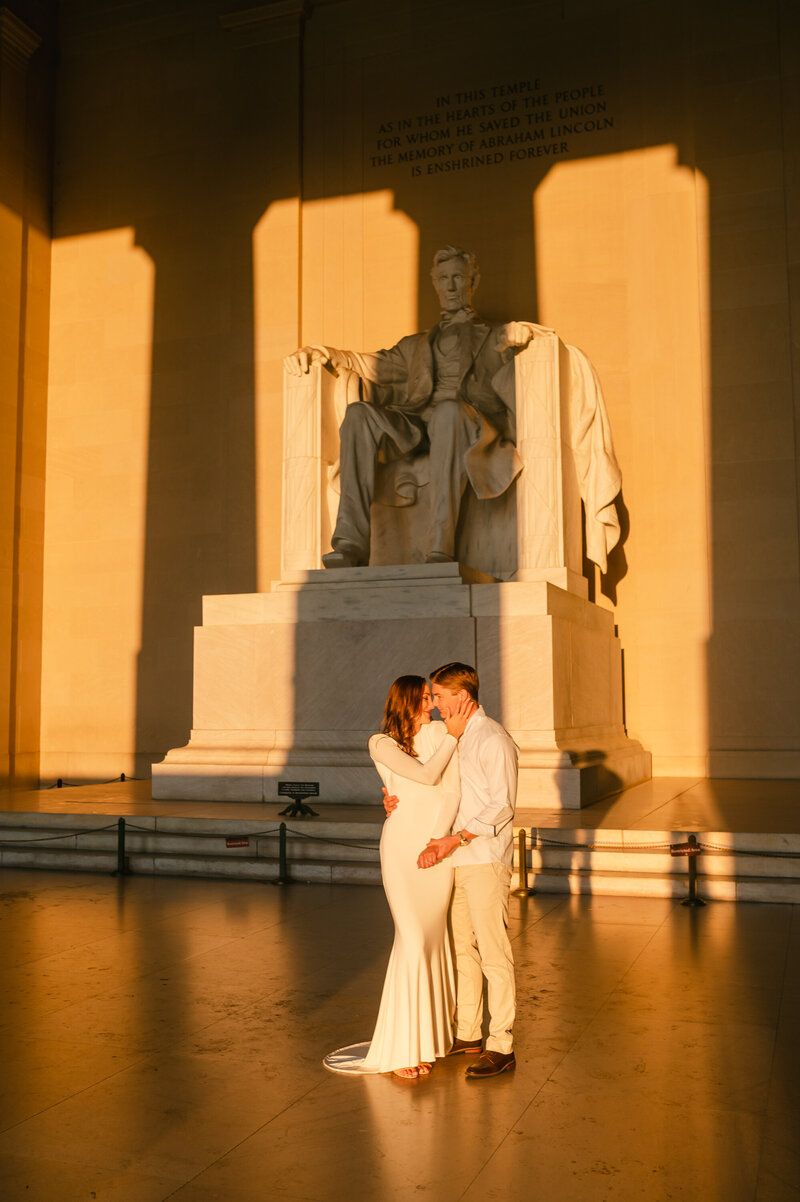 Lincoln Memorial elopement Kathleen Marie Ward photography Washington DC wedding photographer bride and groom at the Lincoln Memorial