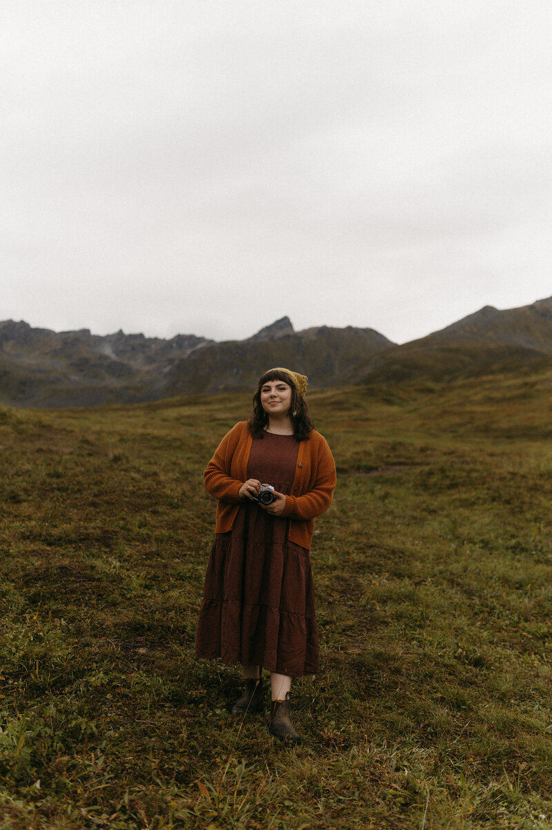 Alaska elopement photographer with film camera