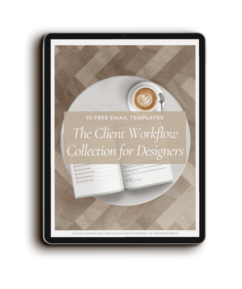 Free resource Ipad- Client workflow email template collection for designers - The Streamlined Creative by Stephanie Taale - Business Coach, Client Experience and Systems Strategist for brand and website designers