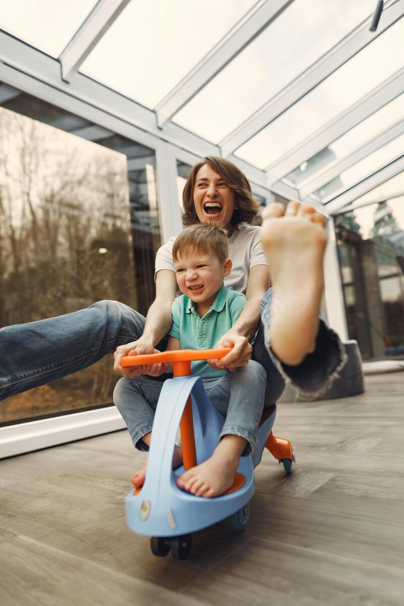 mom playing with son