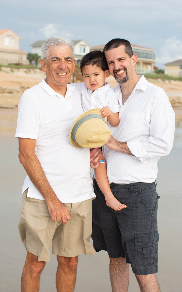 Three generations beach family photo in St Augustine