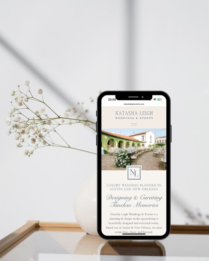 custom Showit website design for Natasha Leigh Events, a wedding planner in Austin and New Orleans