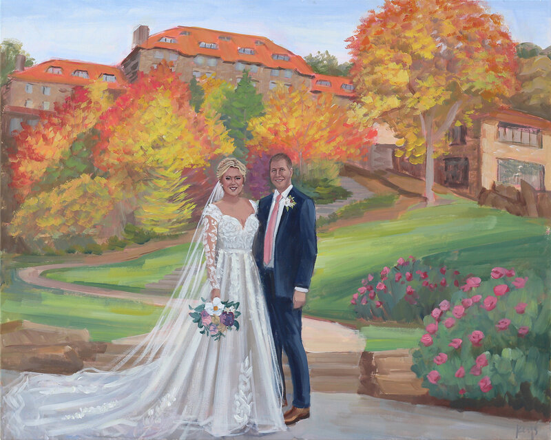 Live Wedding Paintings by Ben Keys | Mary and Jordan, Grove Park Inn, Asheville, NC, web