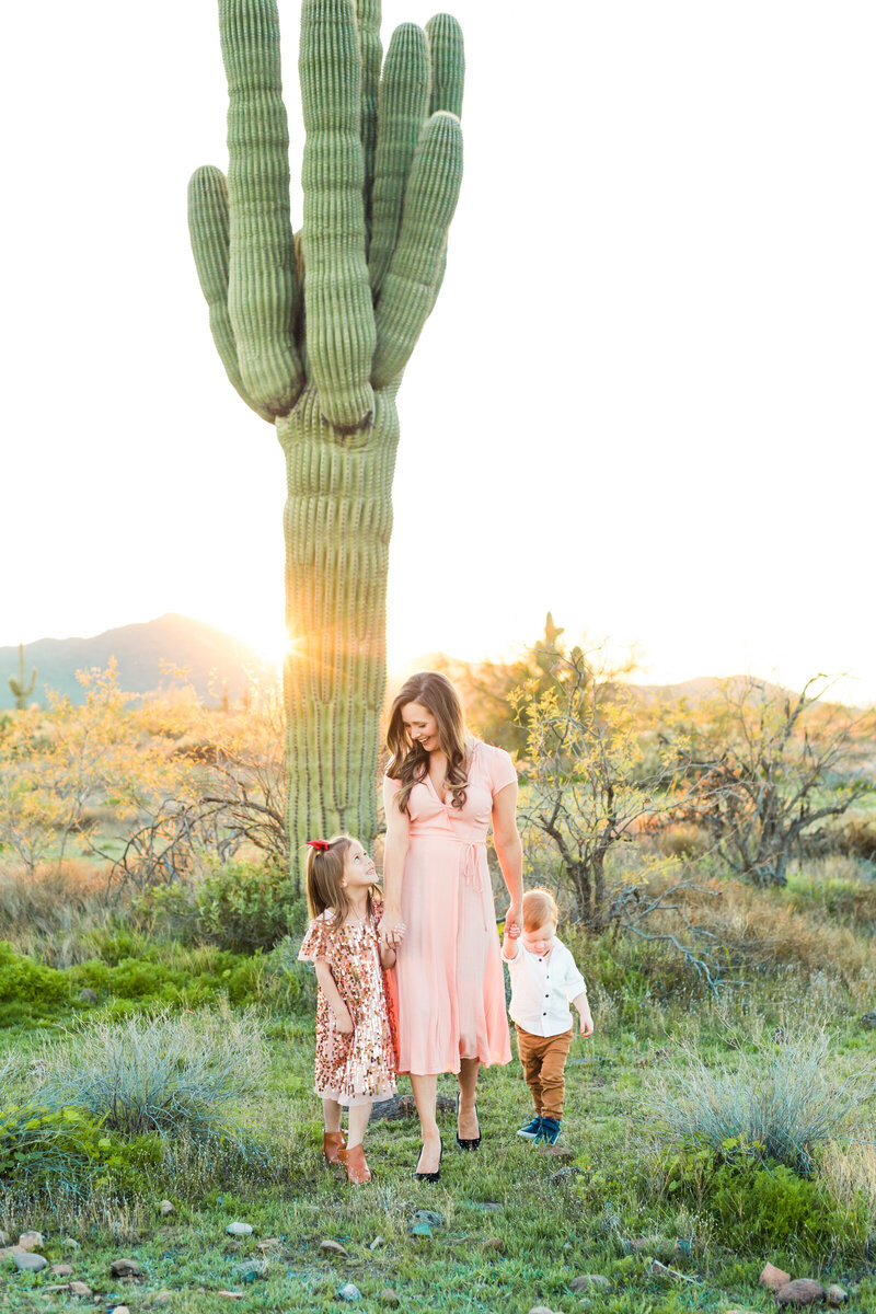 family walking together in Phoenix Arizona desert