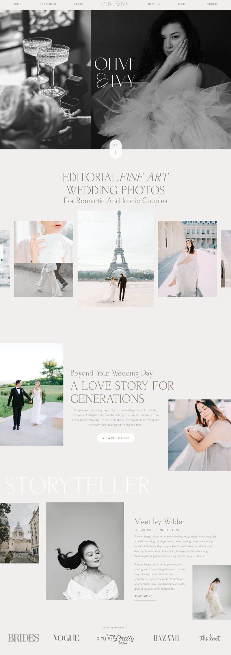 Customizable showit template for wedding professionals