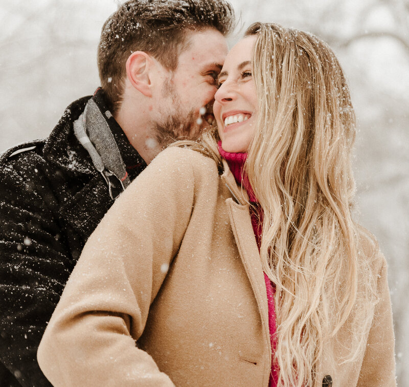 snowy engagement session in Valley Forge National Park