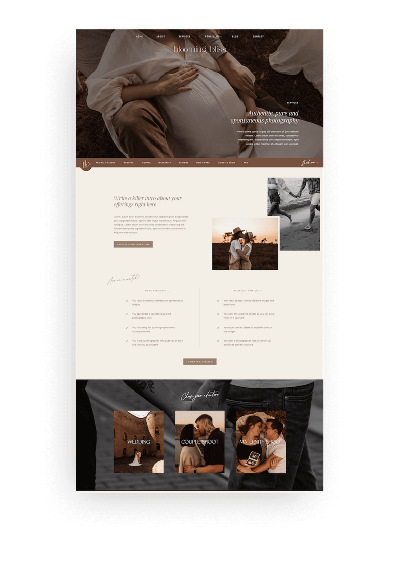 Minimal Showit website template for photographers