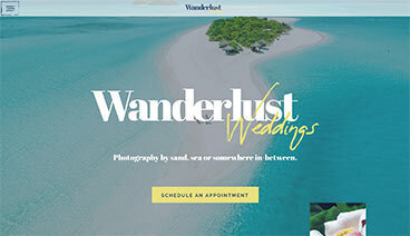 Home slideshow mobile Showit website plus template Wanderlust Weddings