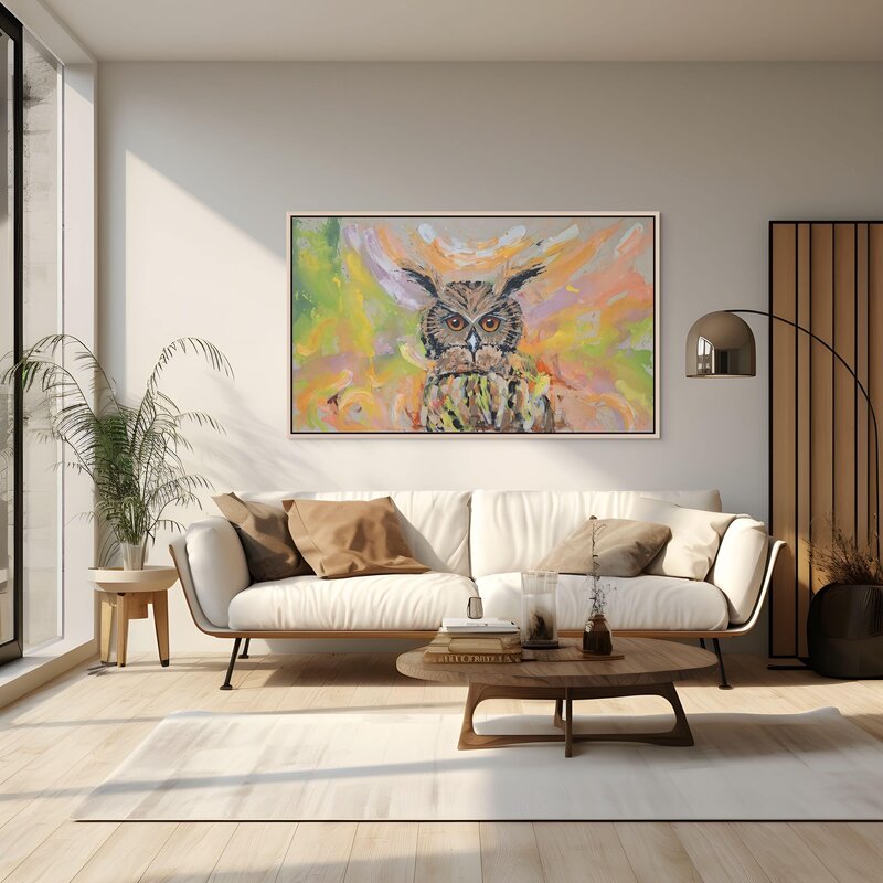 Acryl Kunstwerk im Raumbeispiel. Ein Kunstwerk voller Intuition, Mut und Herbstenergie.