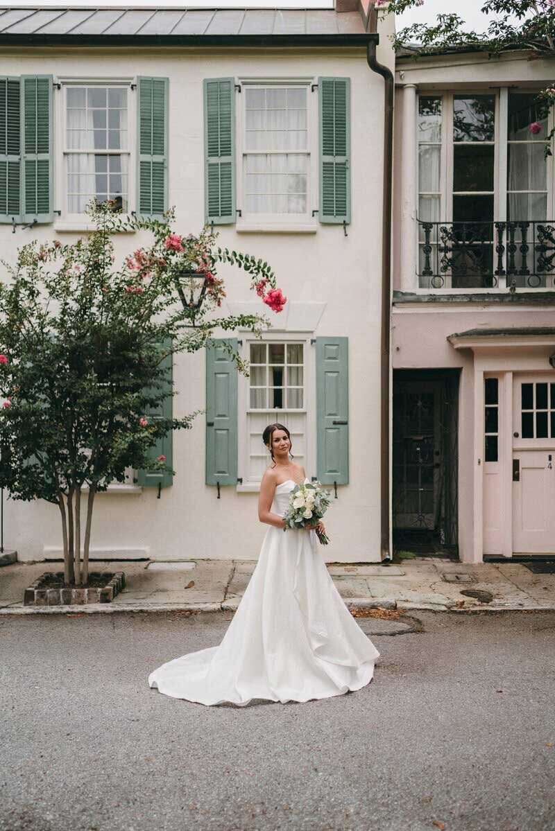 textured wedding dress with full skirt