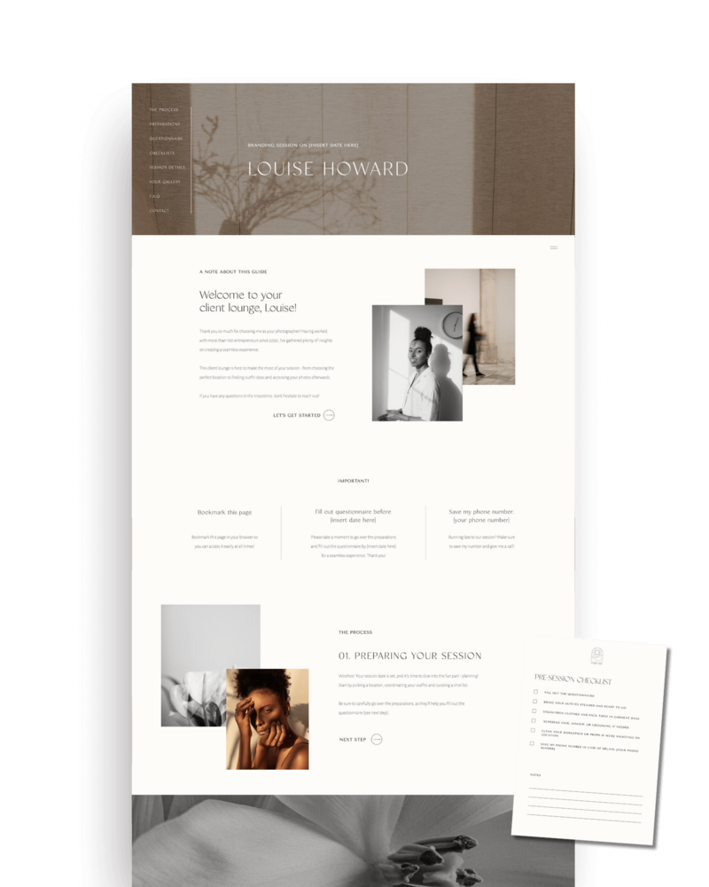 Showit Client Lounge Templates for Photographers 6