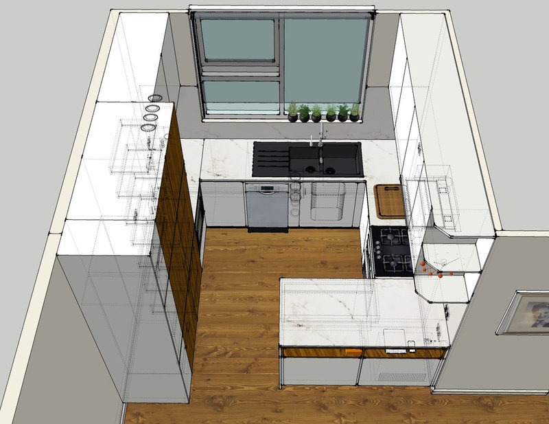 Amanda Wyeth Design| SketchUp 3D Floorplan Render Kitchen Design Dimensions