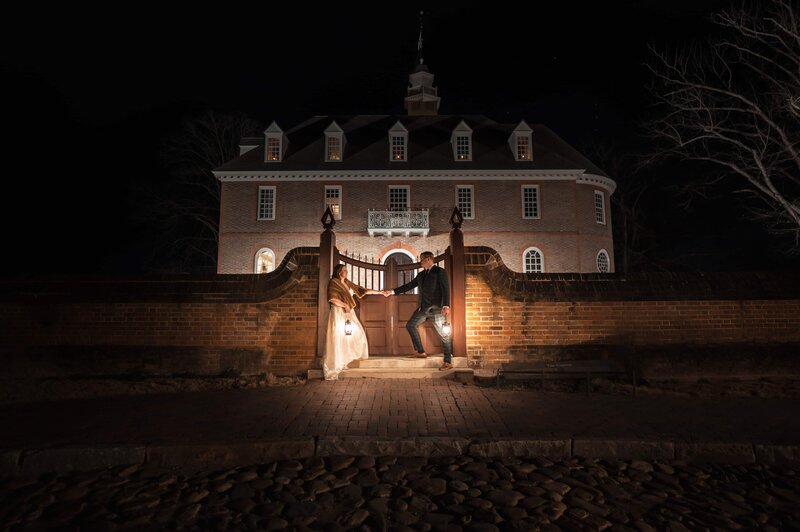 Kristen Vann photographs couple in front of the Capitol building during Williamsburg micro wedding