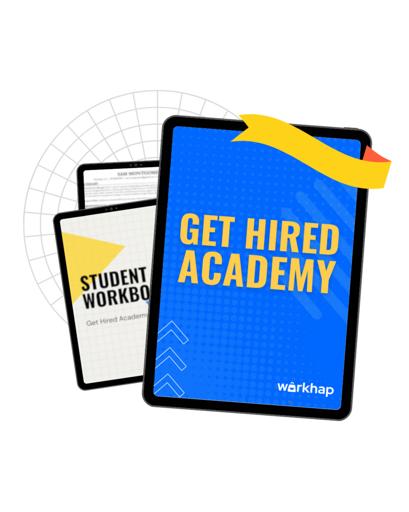 tablet mockup for the Get Hired Academy program