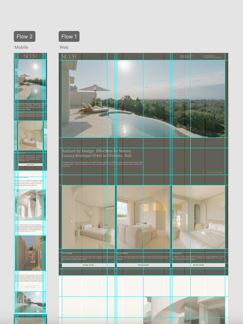 NOUR is a luxurious boutique hotel in Uluwatu, Bali. Set high above the ocean, it offers a tranquil retreat where contemporary design meets the natural beauty of the island. Guided by an atmosphere of warmth and effortless sophistication, the website was designed to reflect the brand’s serene essence. Minimal in form and rich in feeling, it conveys a sense of balance, calm, and understated luxury.