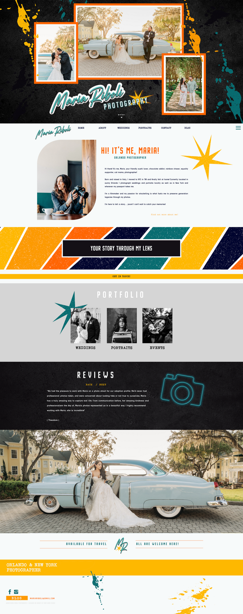 Website home screen screeenshot of photographer page