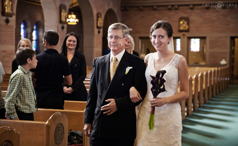 Saint-Catherine-of-Siena-Wedding-Ceremony-Walk-Down-Aisle-Catholic-Church-in-Denver